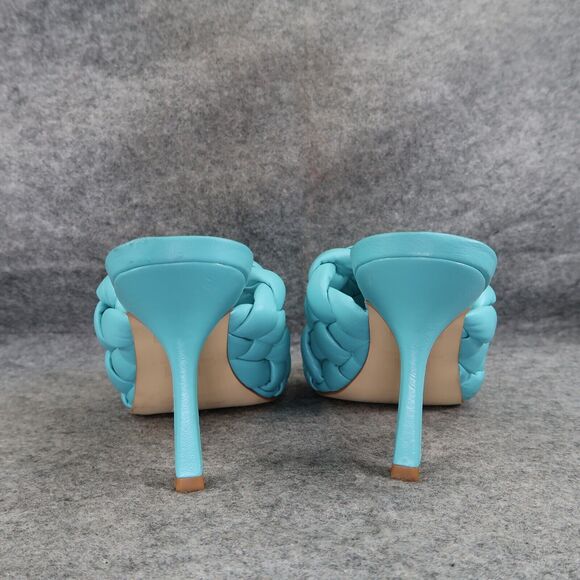 Marc Fisher Shoes Womens 7.5 Sandal Mule Dakina Heels Woven Leather Square Toe - Picture 6 of 15